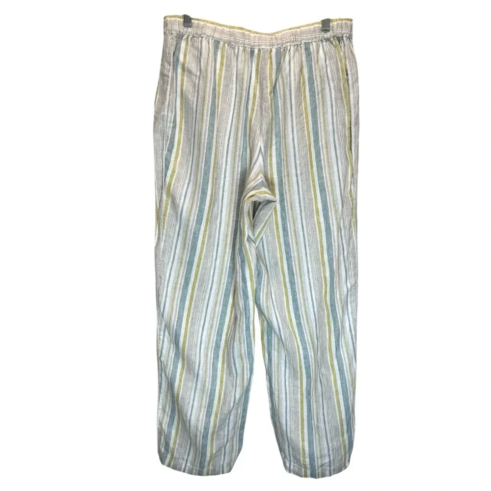 Coldwater Creek Multicolor Striped Linen Pull-on Pants - Size 12
